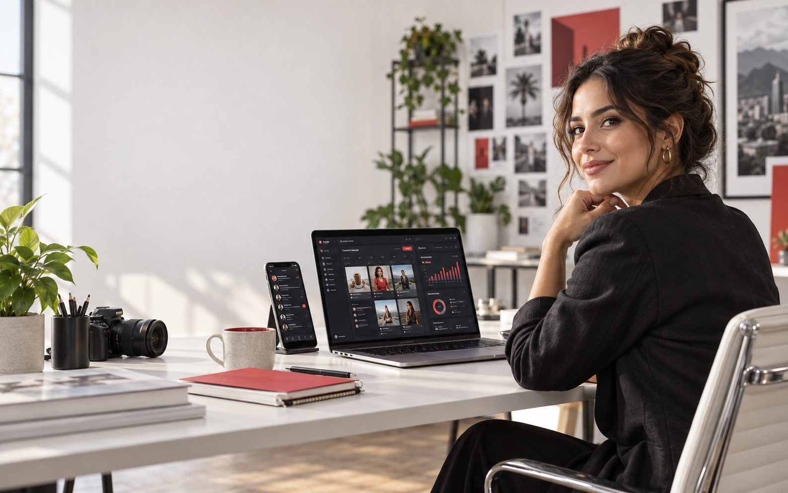 Persona administrando redes sociales con TARAN SOCIAL